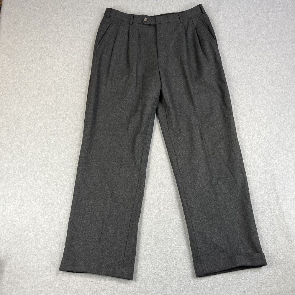 Brooks Brothers 100% Wool Pants Mens 34 (Fits 32x30) Gray Heavyweight Trousers